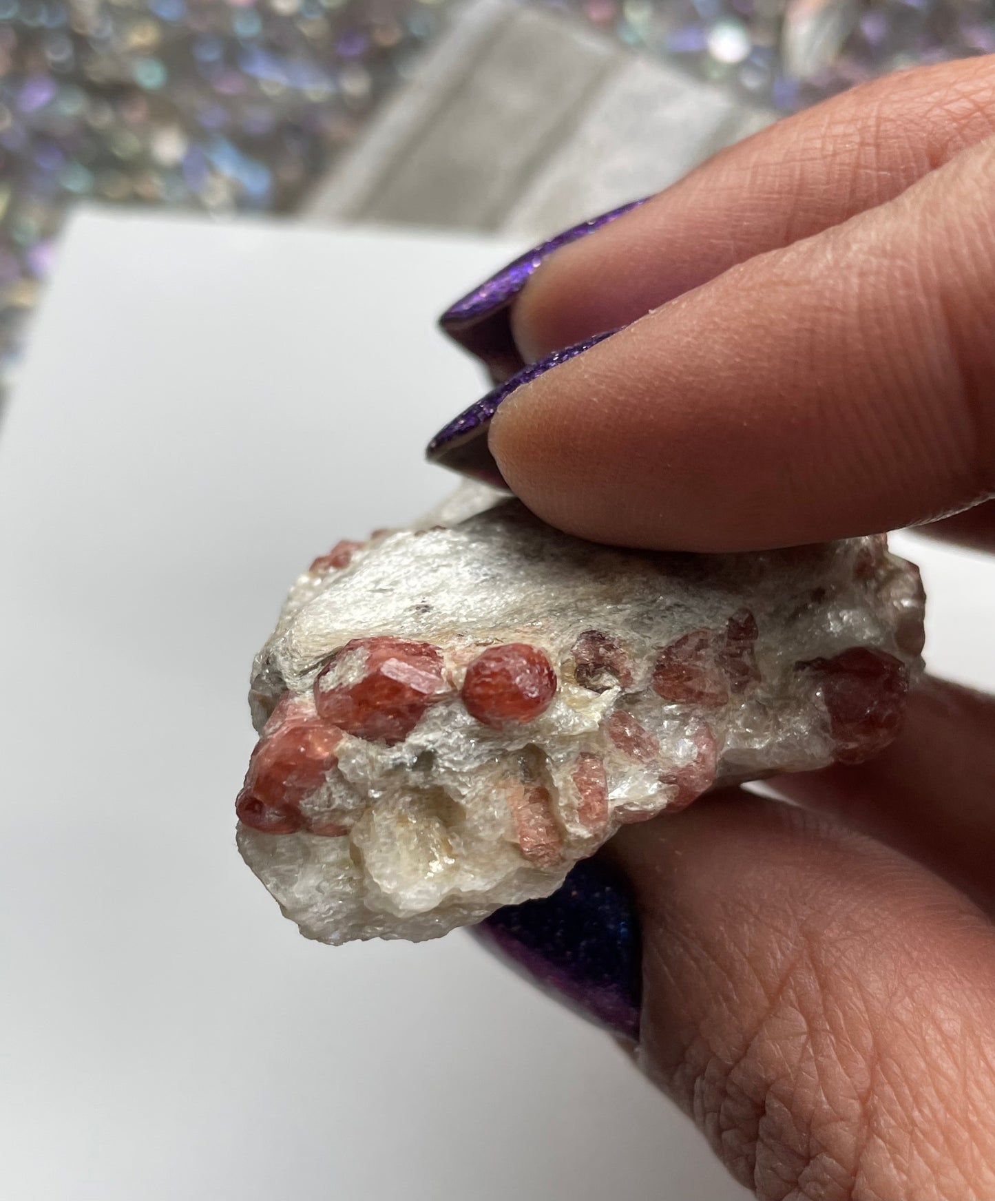 Spessertite Garnet In Schist Crystal Gemstone Rough Specimen (2)