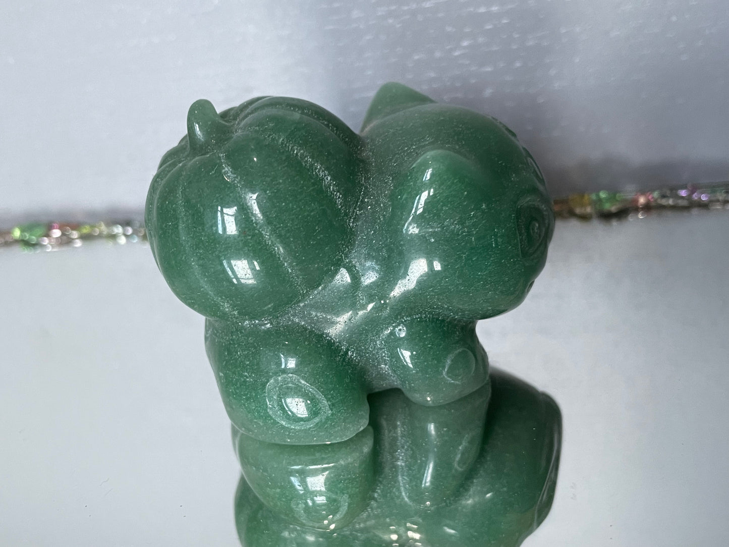 Green Aventurine Gemstone Crystal Bulbasaur Pokémon Carving