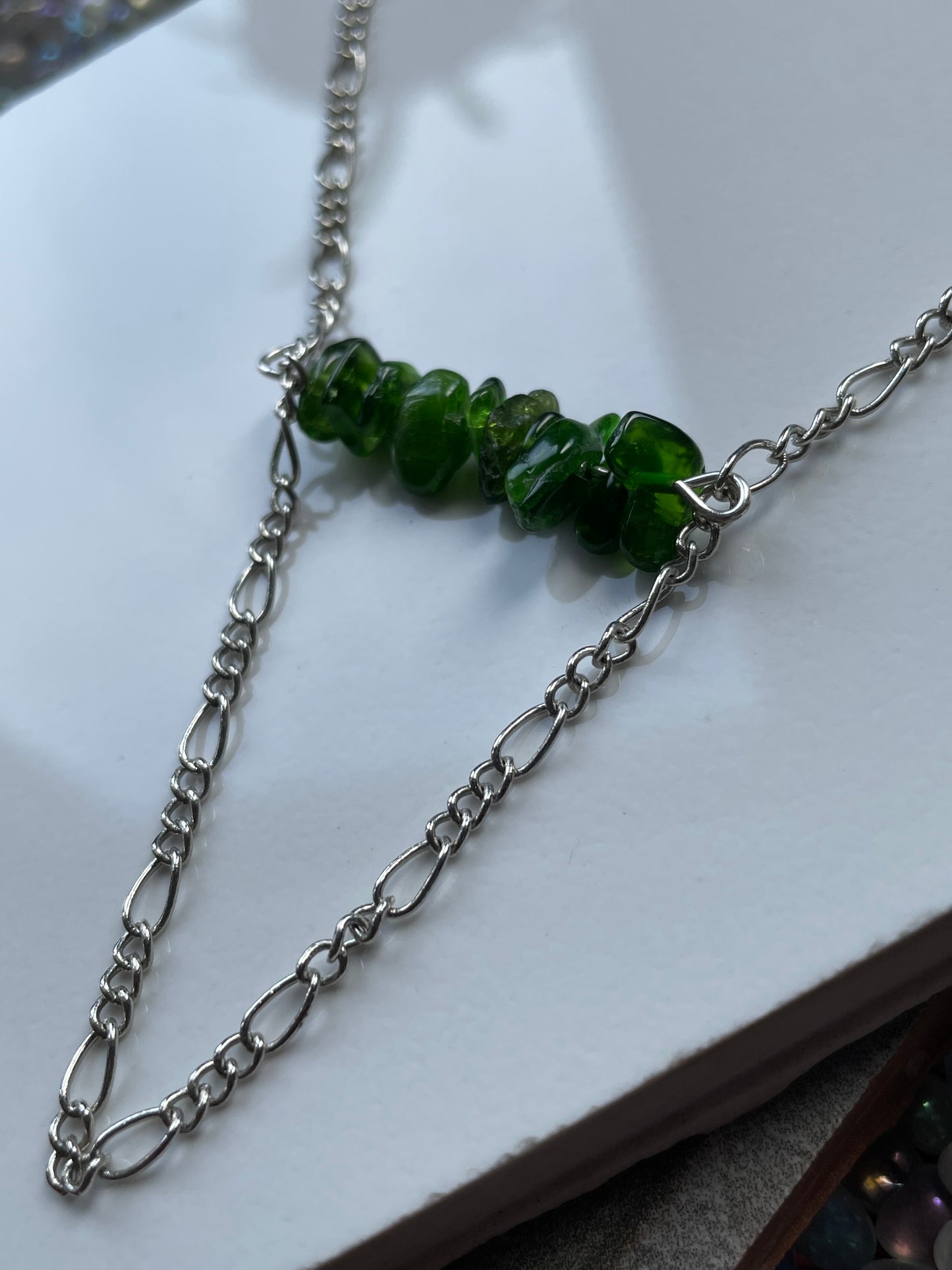 Chrome Diopside Crystal Gemstone Bar Necklace