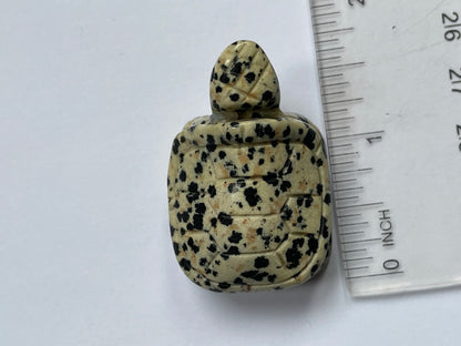 Dalmatian Jasper Gemstone Crystal Turtle Animal Carving Small