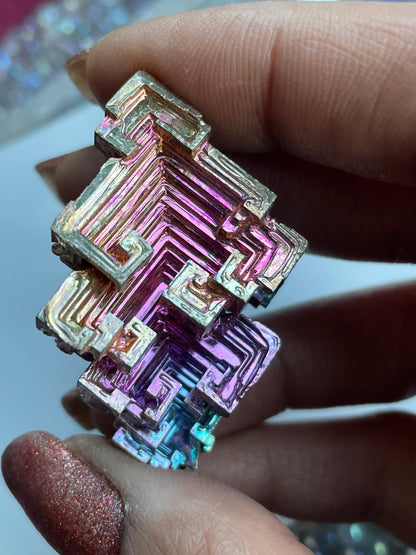 Rainbow Bismuth Crystal Specimen Metal Art S (2)
