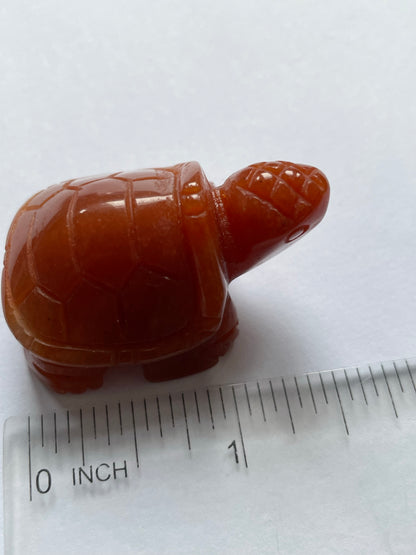 Orange Aventurine Gemstone Crystal Turtle Animal Carving Small