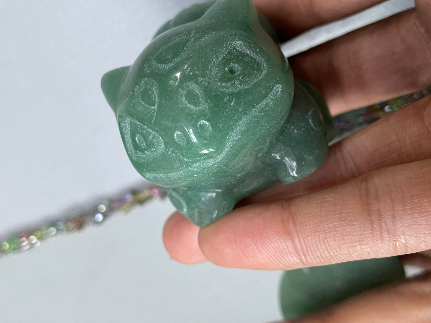 Green Aventurine Gemstone Crystal Bulbasaur Pokémon Carving