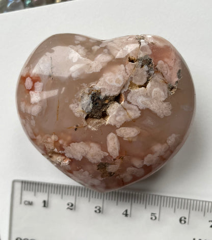Flower Cherry Blossom Agate Crystal Gemstone Puffy Heart Carving (4)