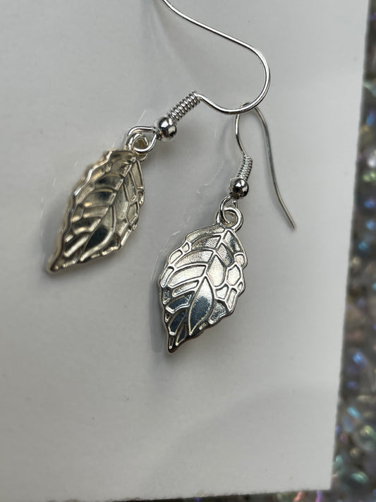 Jingly Leaf Silver Drop Earrings