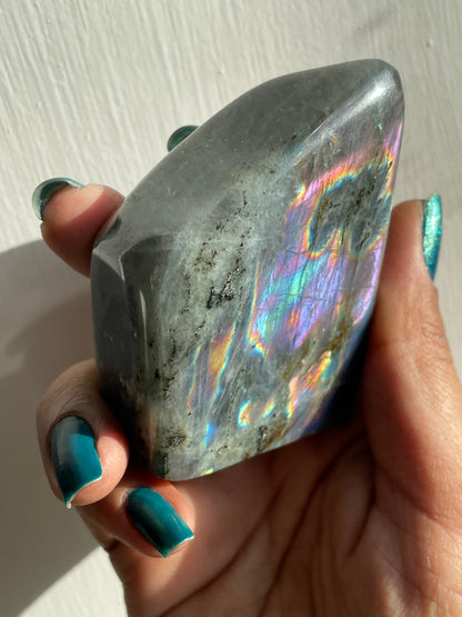 Rainbow Labradorite Crystal Gemstone Cut Base Freeform (1)