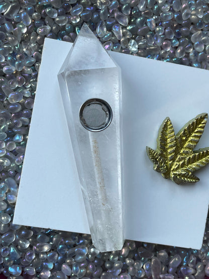 Clear Quartz & Bismuth Crystal Gemstone Smokers Gift Set