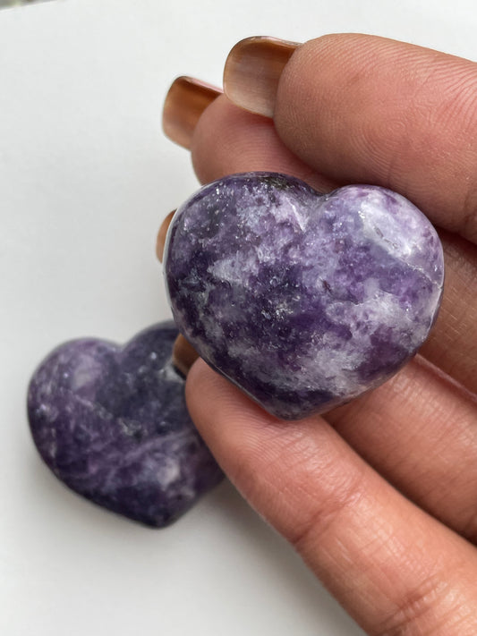 Lepidolite Gemstone Crystal Heart Carving Small
