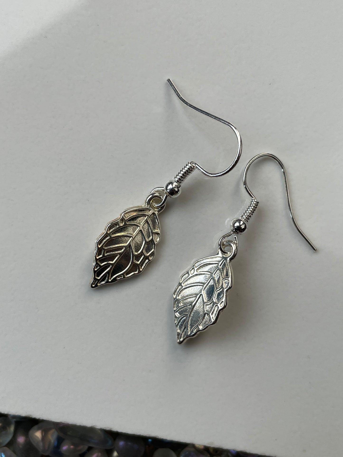 Jingly Leaf Silver Drop Earrings