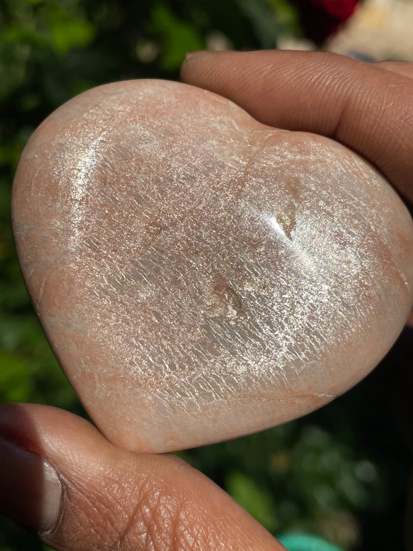 Peach Moonstone Crystal Gemstone Heart Carving