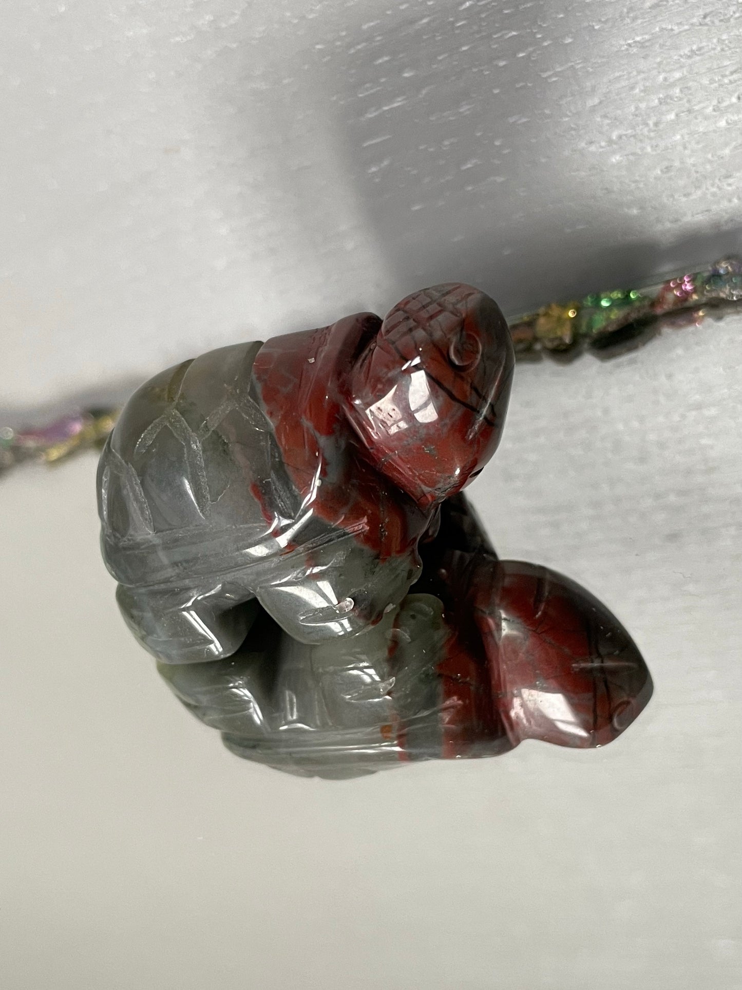 Bloodstone Gemstone Crystal Turtle Animal Carving Small