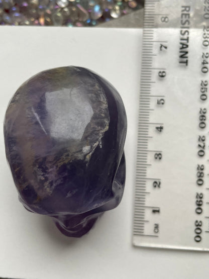 Lavender Yttrium Fluorite Gemstone Crystal Carving Skull - Large