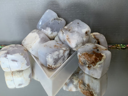 Blue Chalcedony Tumbled Cube Gemstone Crystal - Medium
