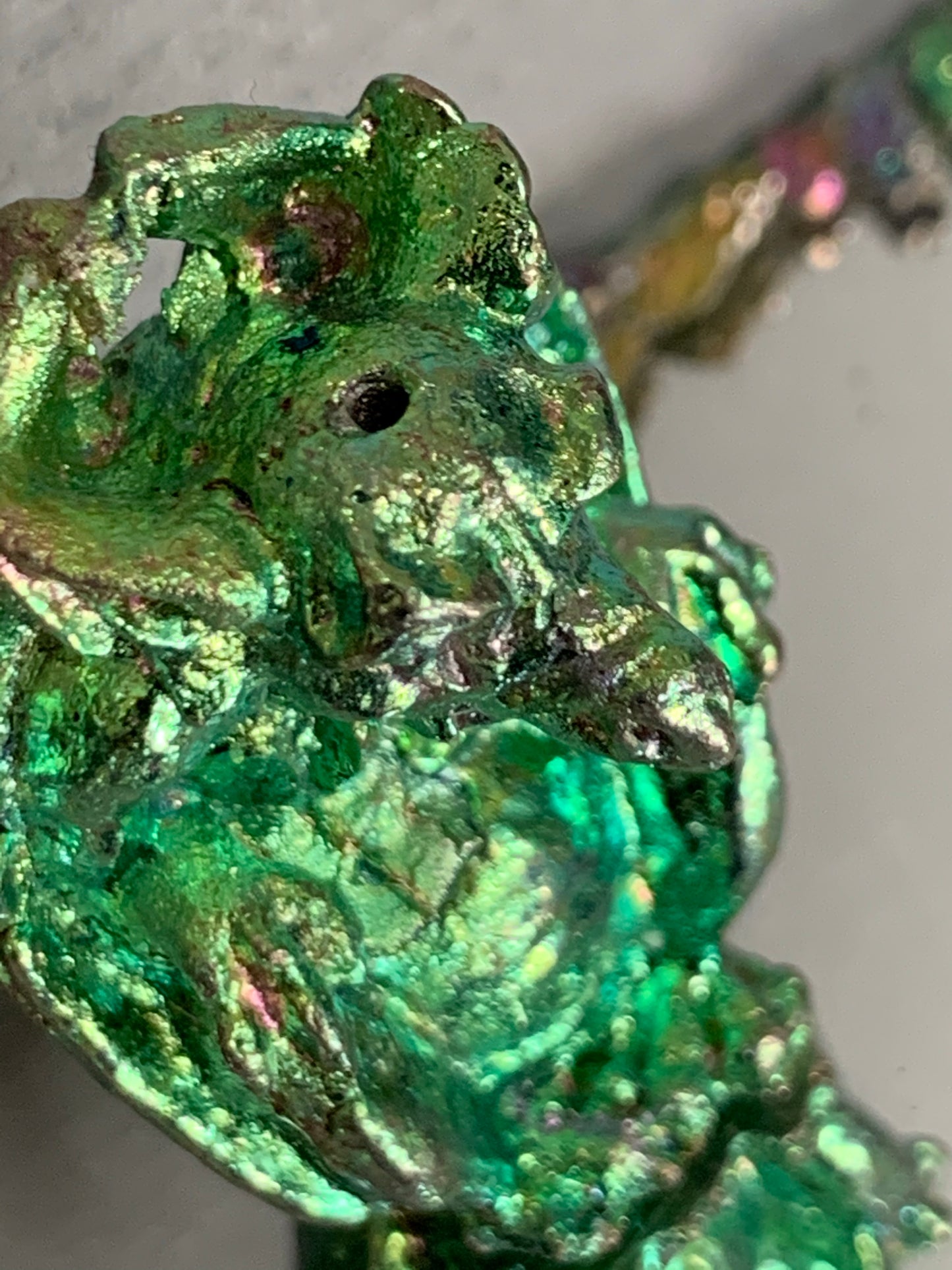 Green Bismuth Crystal Gargoyle Metal Art Sculpture