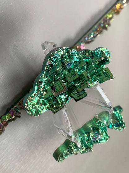 Green Bismuth Crystal Cloud Cut Out Metal Art