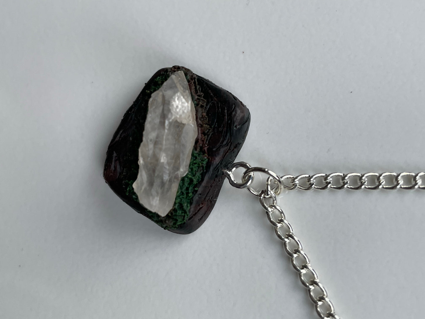 Scottish Quartz Crystal Gemstone Mini Enchanted Forest Necklace - Rectangular