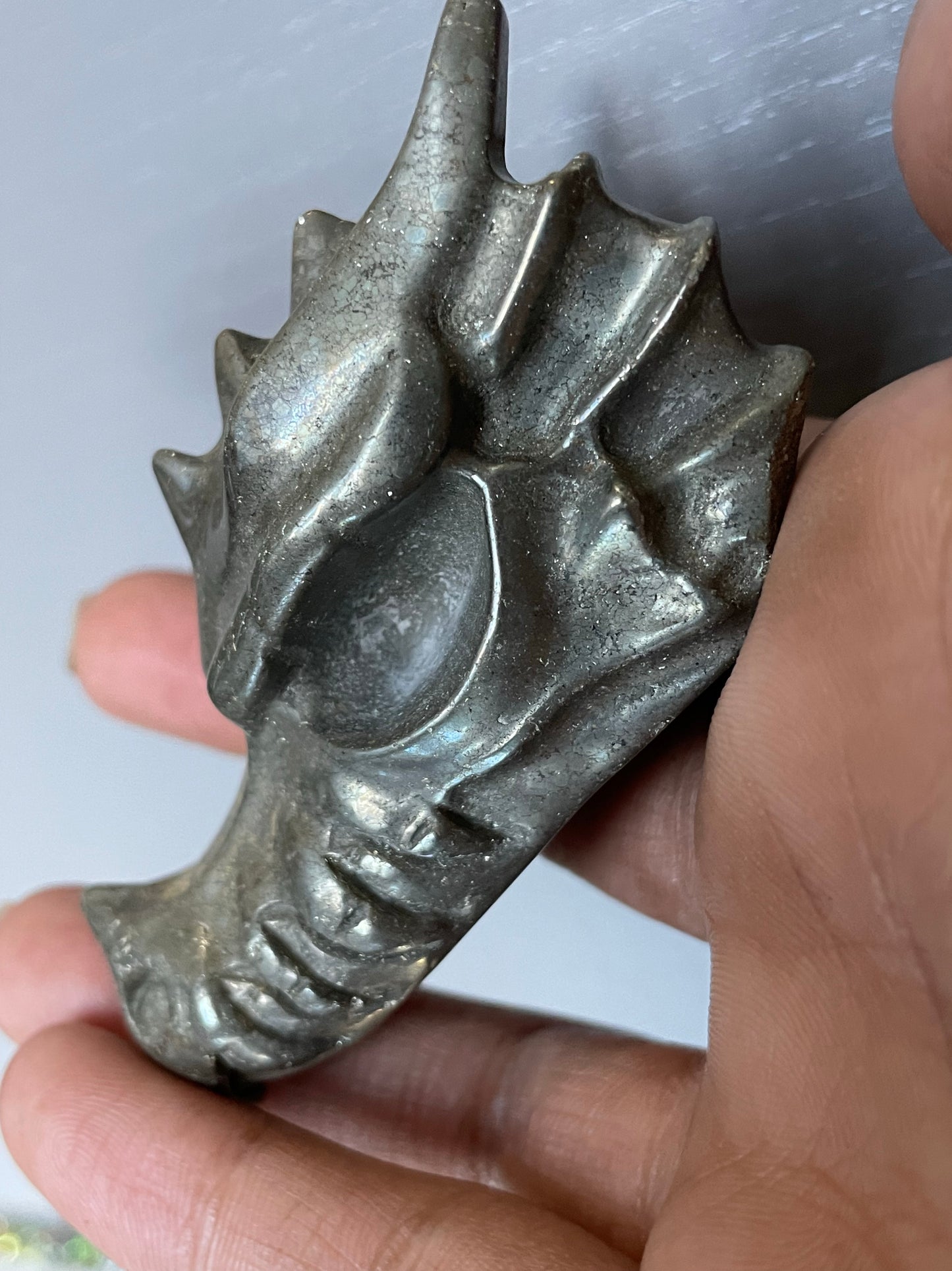Pyrite Dragon Skull Crystal Gemstone Carving