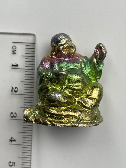 Rainbow Bismuth Crystal Buddha Metal Art Sculpture - Mini