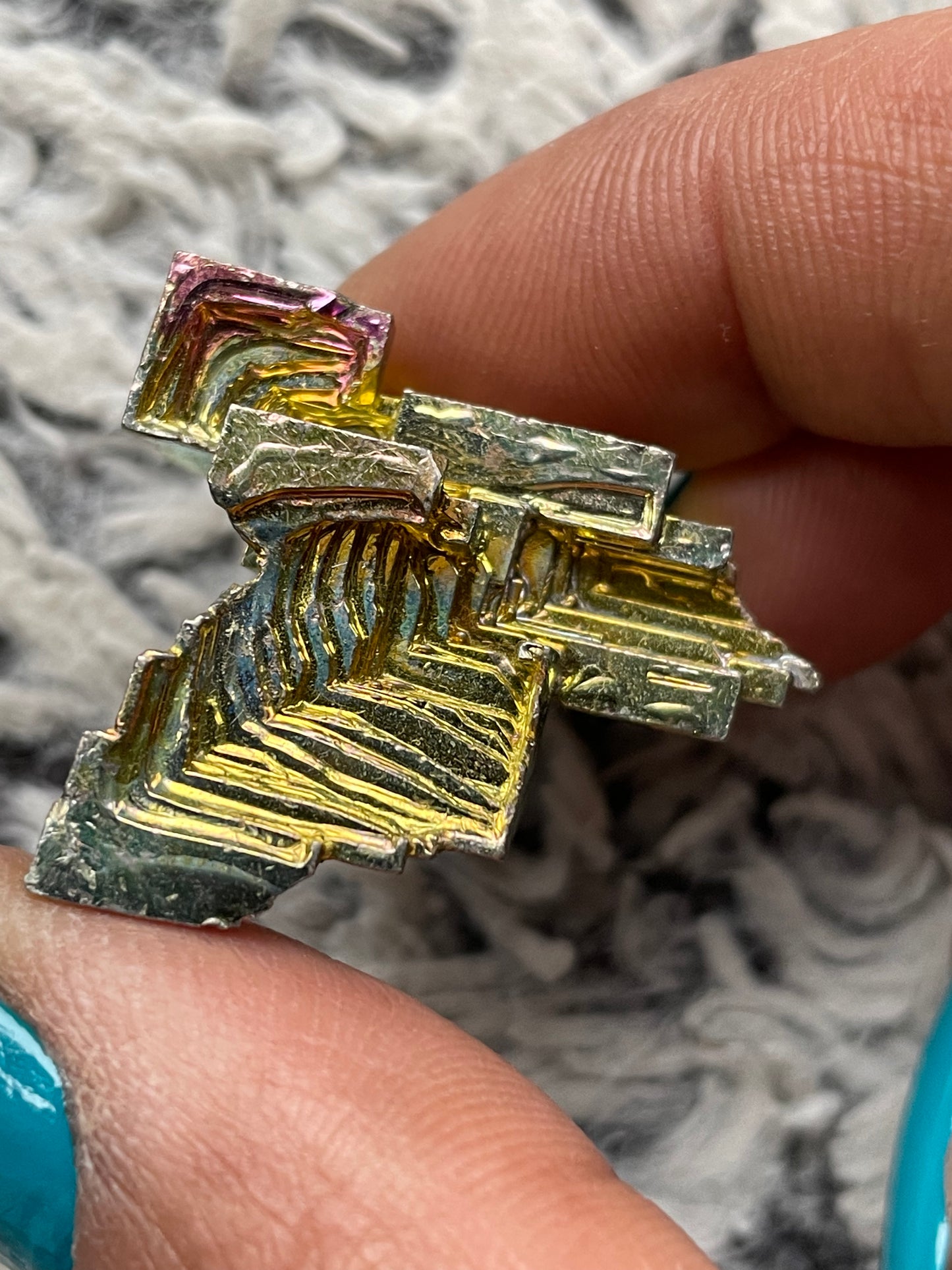 Gold Bismuth Hopper Mini Crystal Specimen Metal Art G2