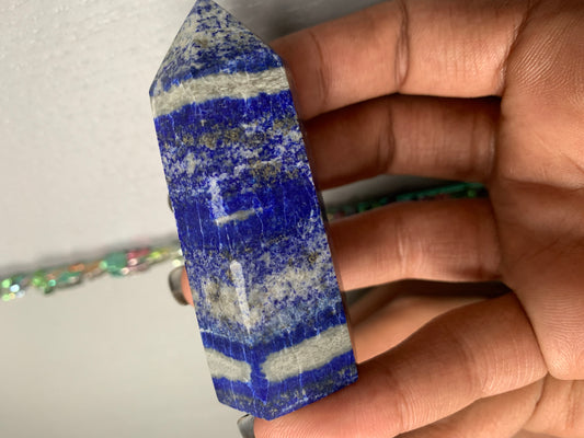 Lapis Lazuli Gemstone Crystal Tower Point (5) - UV REACTIVE