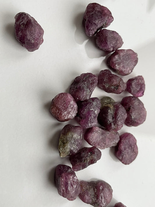 Ruby Rough Crystal Gemstone Nugget - Set of Three