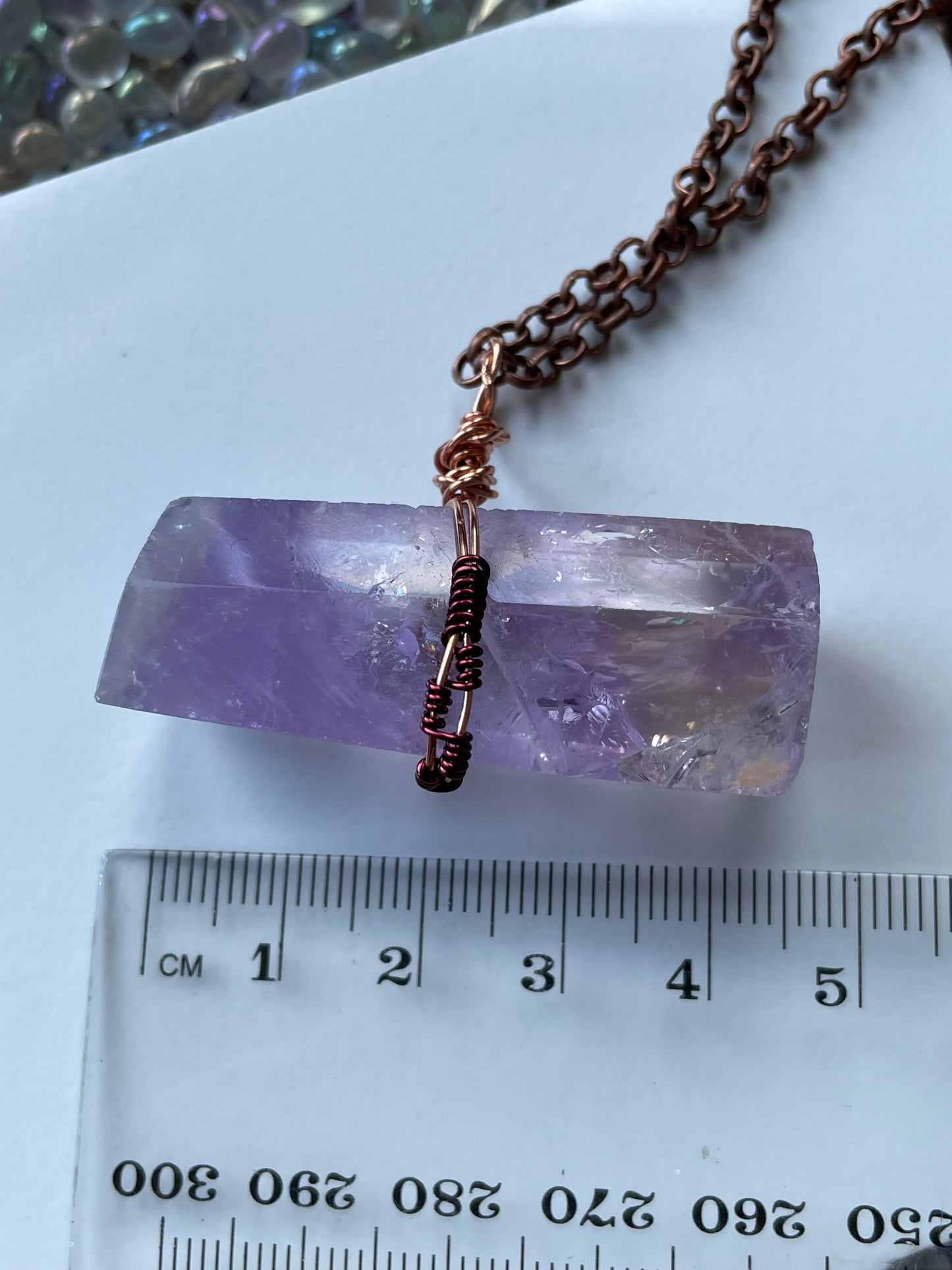 Ametrine Faceted Bar Crystal Gemstone Copper Necklace