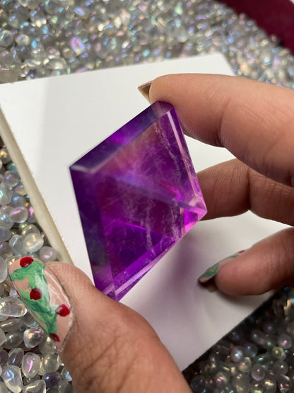 Purple Aura Quartz Crystal Gemstone Pyramid Carving