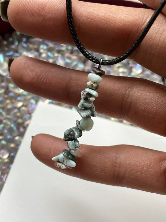 Larimar Rough Crystal Gemstone Chip Bar Necklace