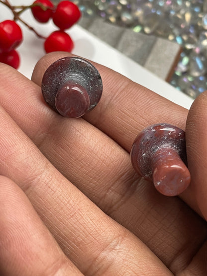 Dark Red Jasper Crystal Gemstone Mushroom Carving Mini