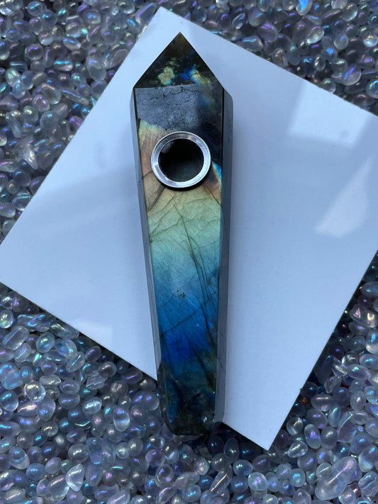 Labradorite Gemstone Crystal Pipe (1)