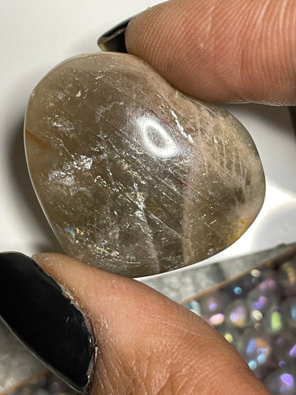 Black Moonstone Gemstone Crystal Heart Carving Small