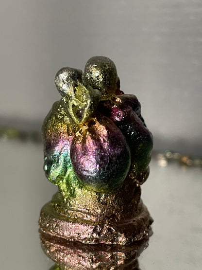 Rainbow Bismuth Crystal Travelling Buddha Metal Art Sculpture - Mini