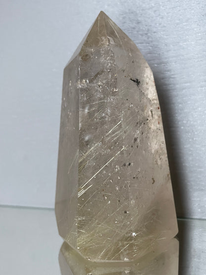 Silver Rutile Smoky Quartz UV Crystal Gemstone Tower Point (2)