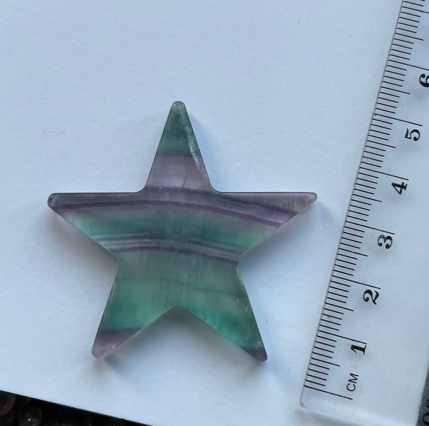 Rainbow Fluorite Gemstone Crystal Faceted Star Carving