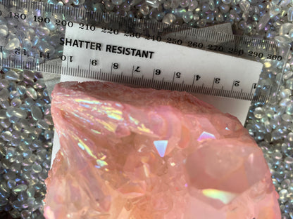 Rose Pink Aura Quartz Crystal Gemstone Cluster - L2