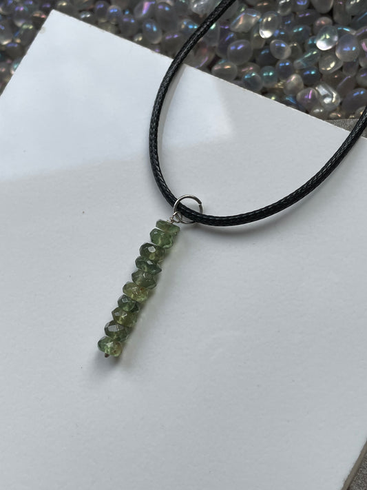Green Apatite Faceted Rondelle Bar Crystal Gemstone Necklace