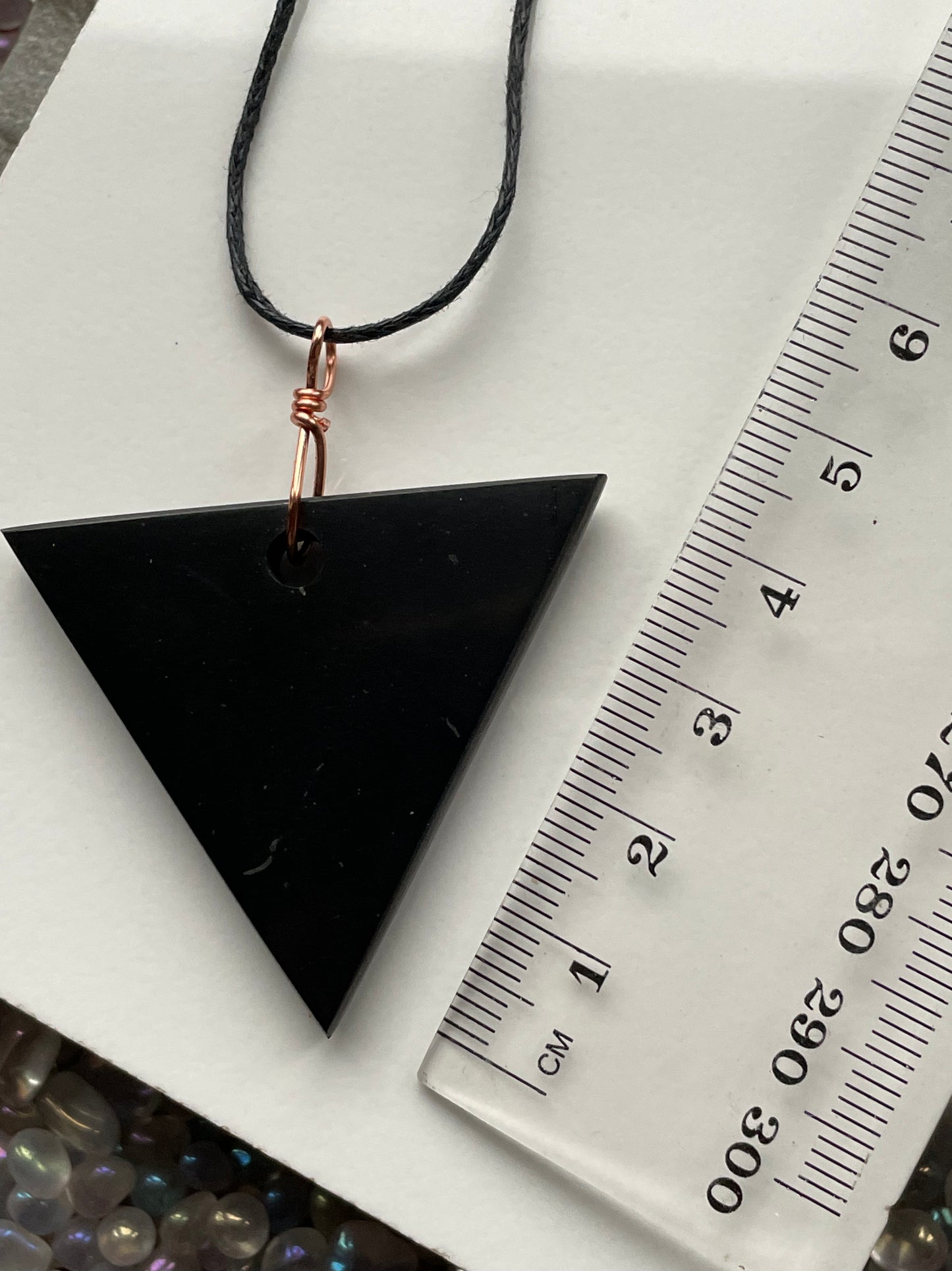 Shungite Gemstone Crystal Triangular Chunk - Cord Necklace