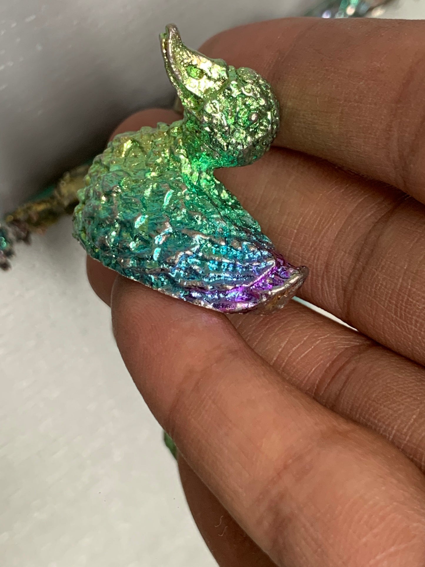 Green Teal Purple Mini Duck Bismuth Crystal Metal Art Sculpture