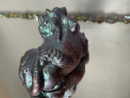 Purple Blue Bismuth Crystal Chinese Foo Dog (RIGHT SIDE) - Metal Art Sculpture