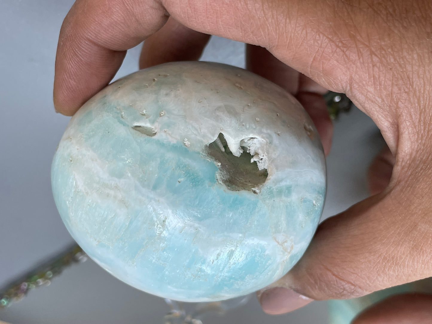 Caribbean Calcite Aragonite Crystal Gemstone Egg (2)