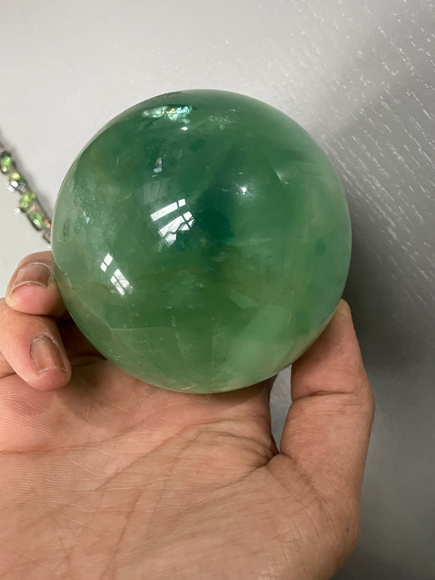 Green Blue Fluorite Gemstone Crystal Sphere - Large (1)