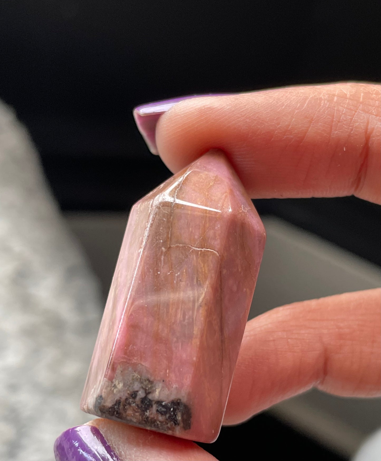 Rhodonite Gemstone Crystal Mini Point Tower & Tumbled Stone - Gift Set (1)