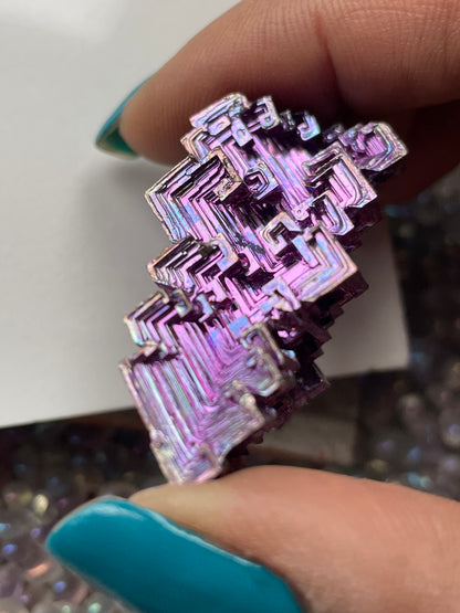 Purple Pink Bismuth Crystal Specimen Metal Art - P4