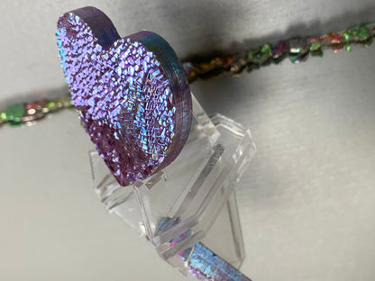 Purple Blue Bismuth Crystal Heart Cut Out Metal Art
