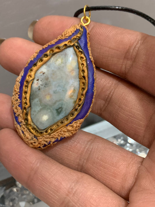 Ocean Jasper Gemstone Crystal Magara Necklace