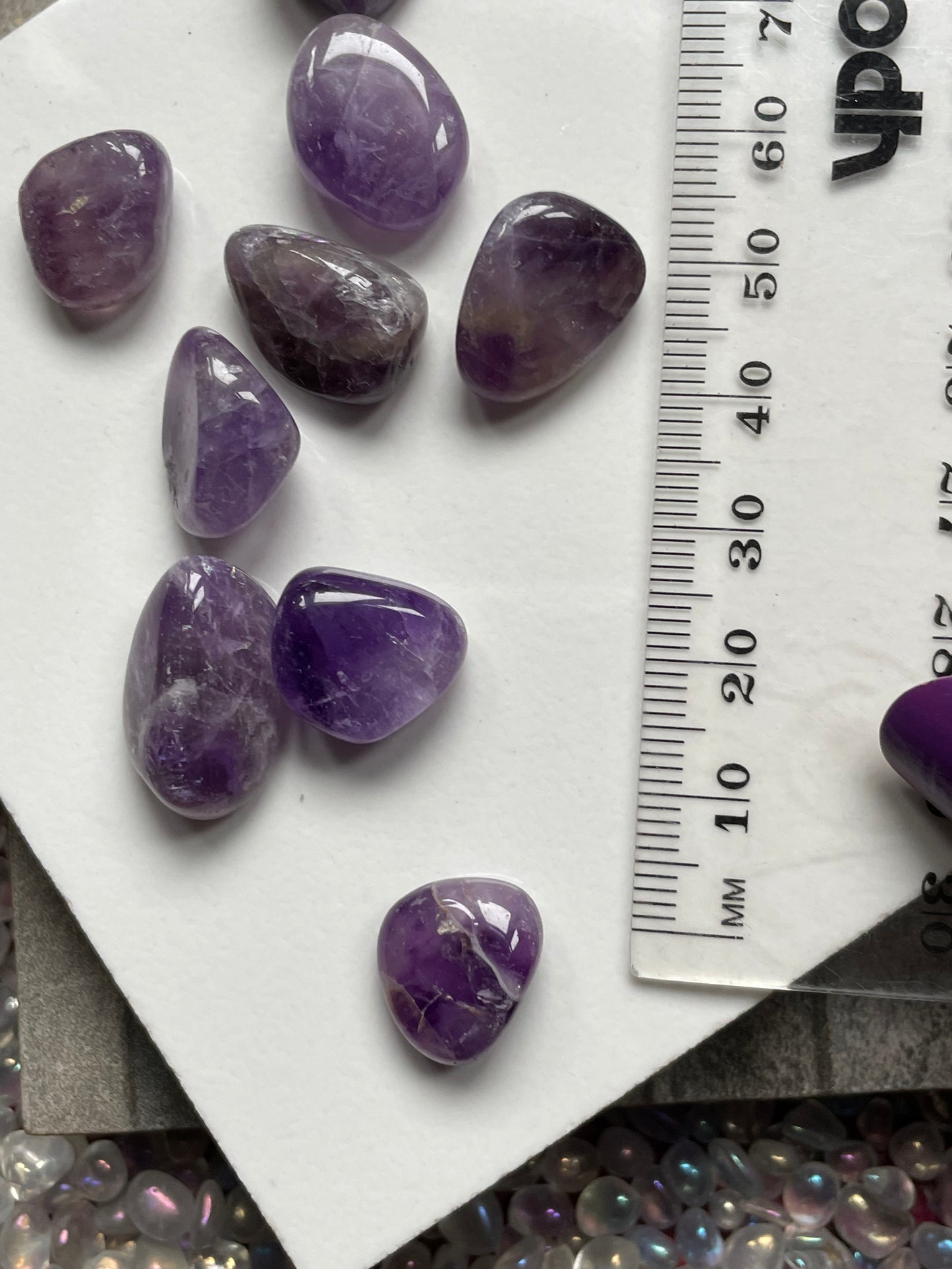 Amethyst Brazilian Tumbled Gemstone Crystal Set of Five - Small
