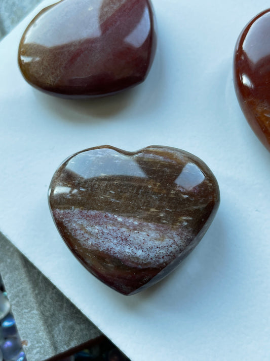 Petrified Wood Fossil Crystal Gemstone Heart Carving (3)