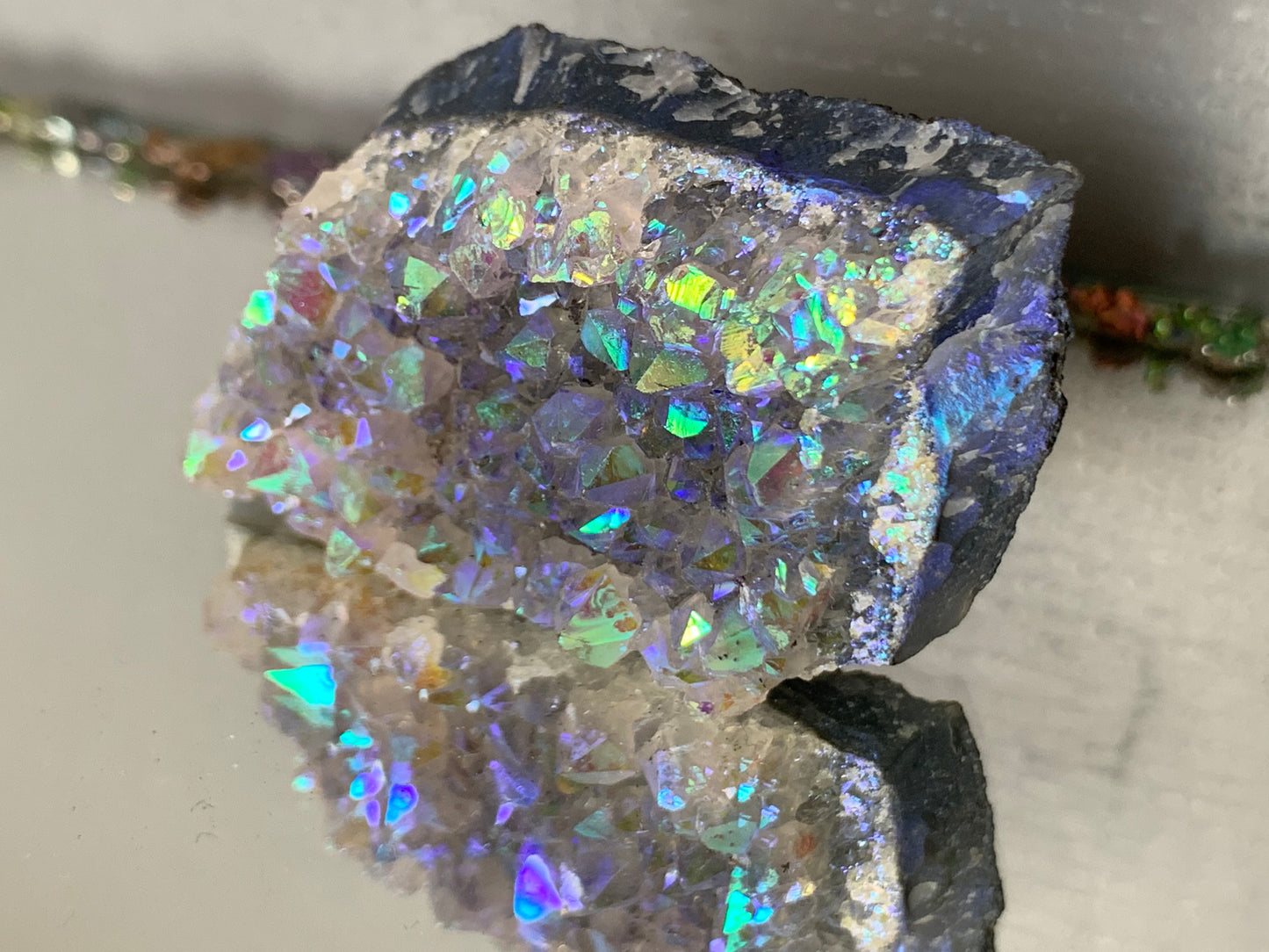 Aura Amethyst Quartz Crystal Gemstone Cluster Small (3)