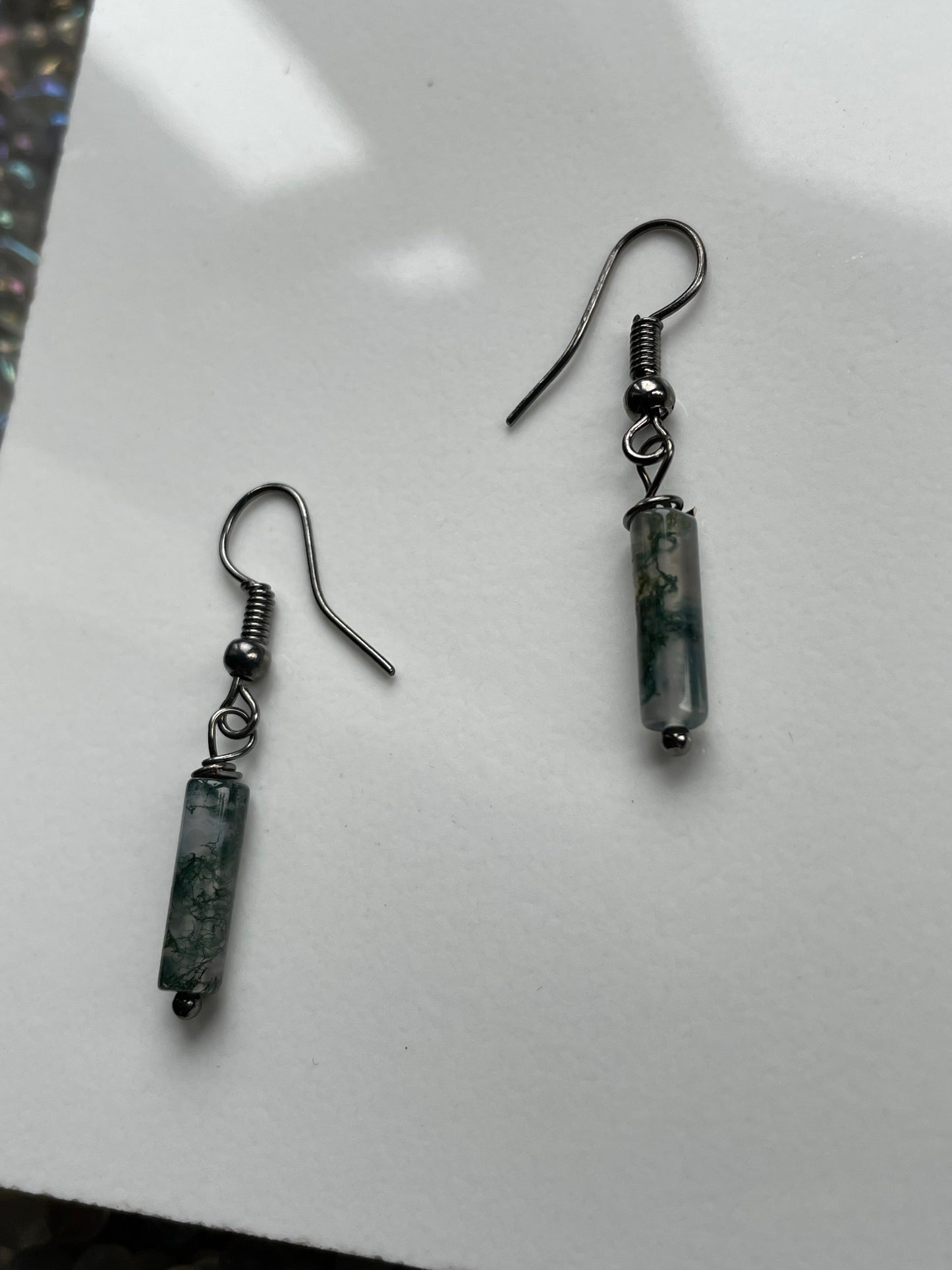 Moss Agate Crystal Gemstone Earrings