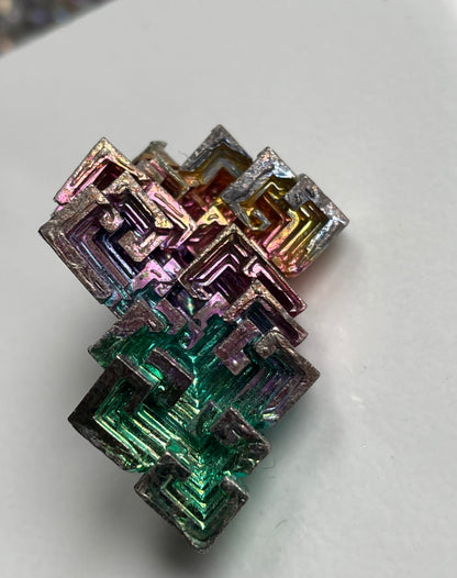 Rainbow Bismuth Crystal Specimen Metal Art S (1)